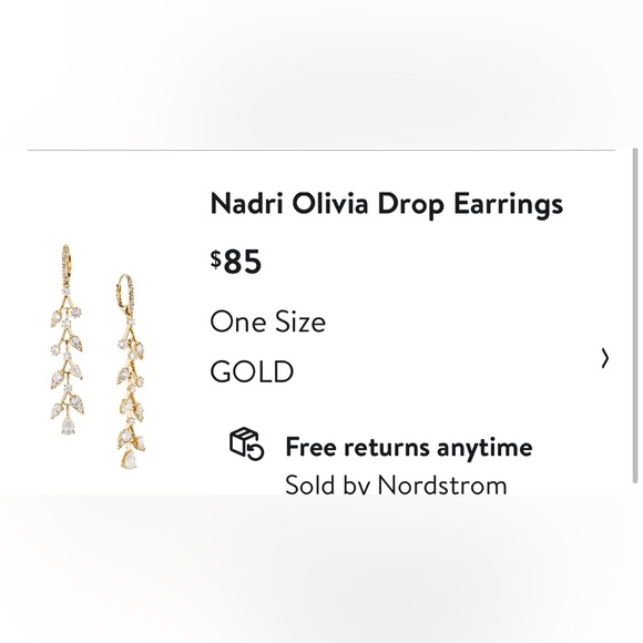 NWOT Nadri Gold Mixed Shape Cubic Zirconia Branches Olivia Drop Earrings - Picture 3 of 7